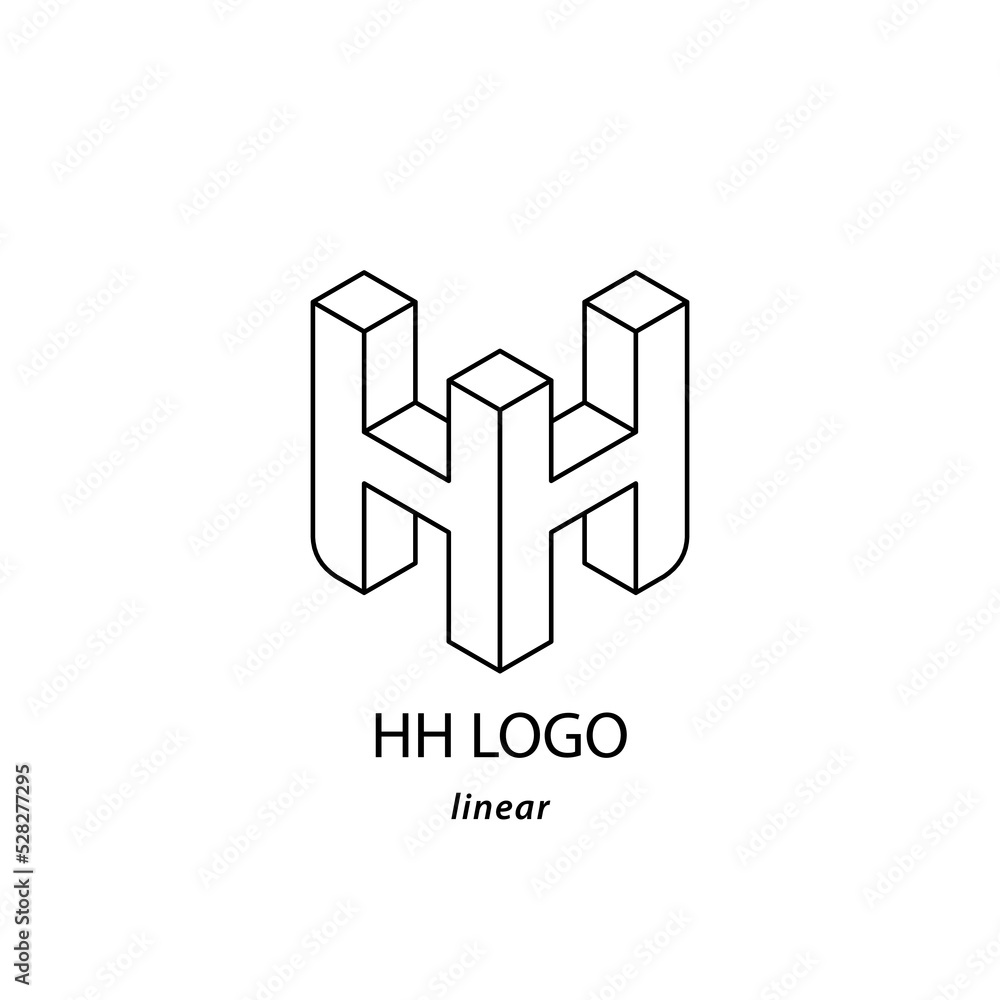 Isometric letters H and H combined together. Modern isometry logo template. Black and white symbol in linear style. Vector illustration, editable stroke. Isometric letters H and H combined together. Modern isometry logo template. Black and white symbol in linear style. Vector illustration, editable stroke.