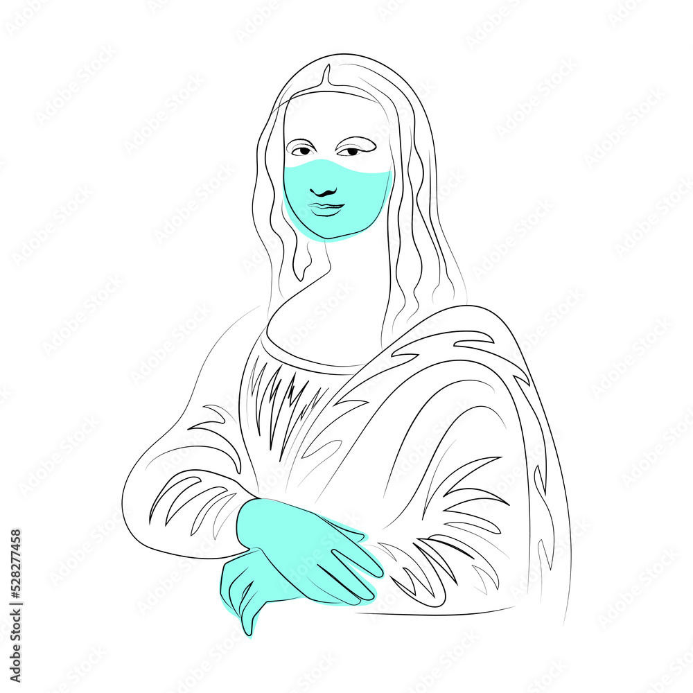 Mona Lisa line art, color spot, covid, mask, quarantine, abstraction, blue, pink, purple Mona Lisa line art, color spot, covid, mask, quarantine, abstraction, blue, pink, purple