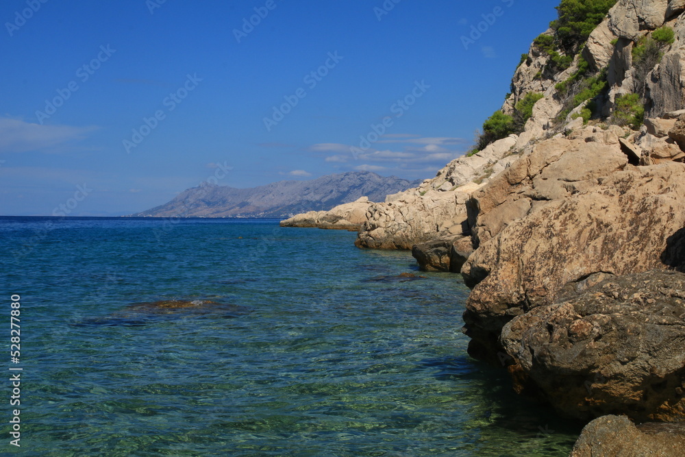 Adriatic Sea in Croatia with azure color of water