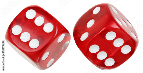two red transparent dice