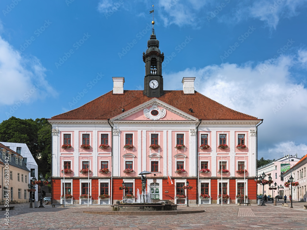 Tartu, Estonia. Tartu Town Hall at Town Hall Square, Estonia. The present building of the Town Hall was built in 1782-1789 by design of the Baltic German architect Johann Heinrich Bartholomaus.