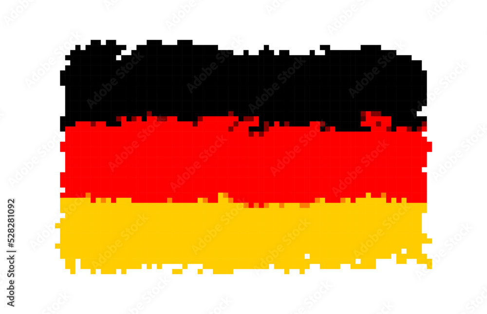 Fototapeta premium Vector flag of Germany in pixel art style. Pixel Germanian flag.