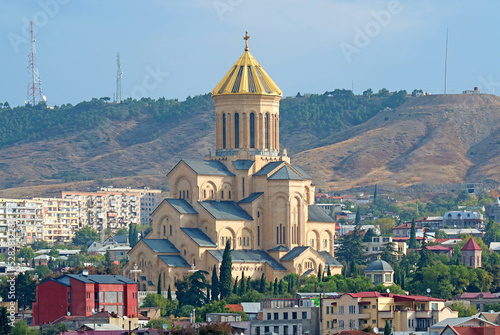The Holy Trinity Cathedral of Tbilisi or Sameba, One of the Outstanding Landmarks of Tbilisi, Georgia