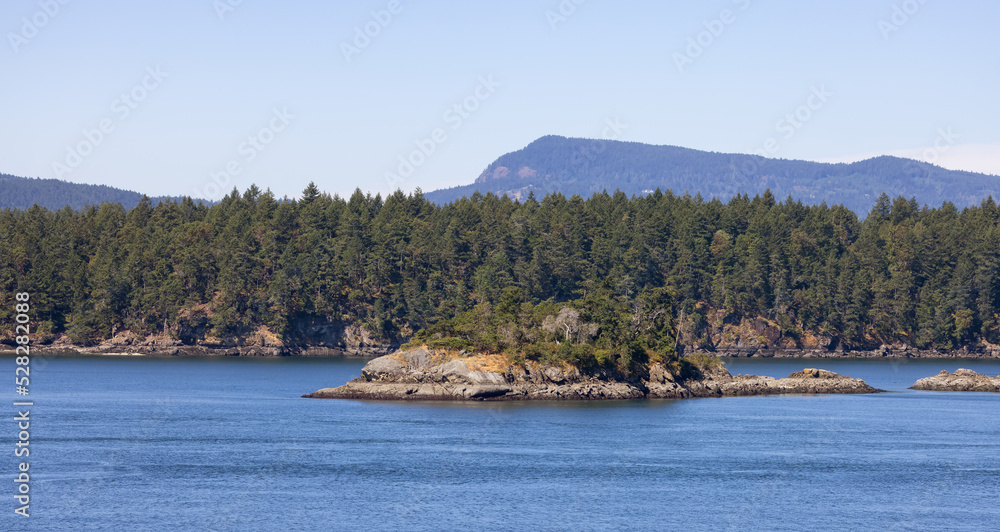 Canadian Landscape by the ocean and mountains. Summer Season. Gulf Islands near Vancouver Island, British Columbia, Canada. Canadian Landscape. Canadian Landscape by the ocean and mountains. Summer Season. Gulf Islands near Vancouver Island, British Columbia, Canada. Canadian Landscape.
