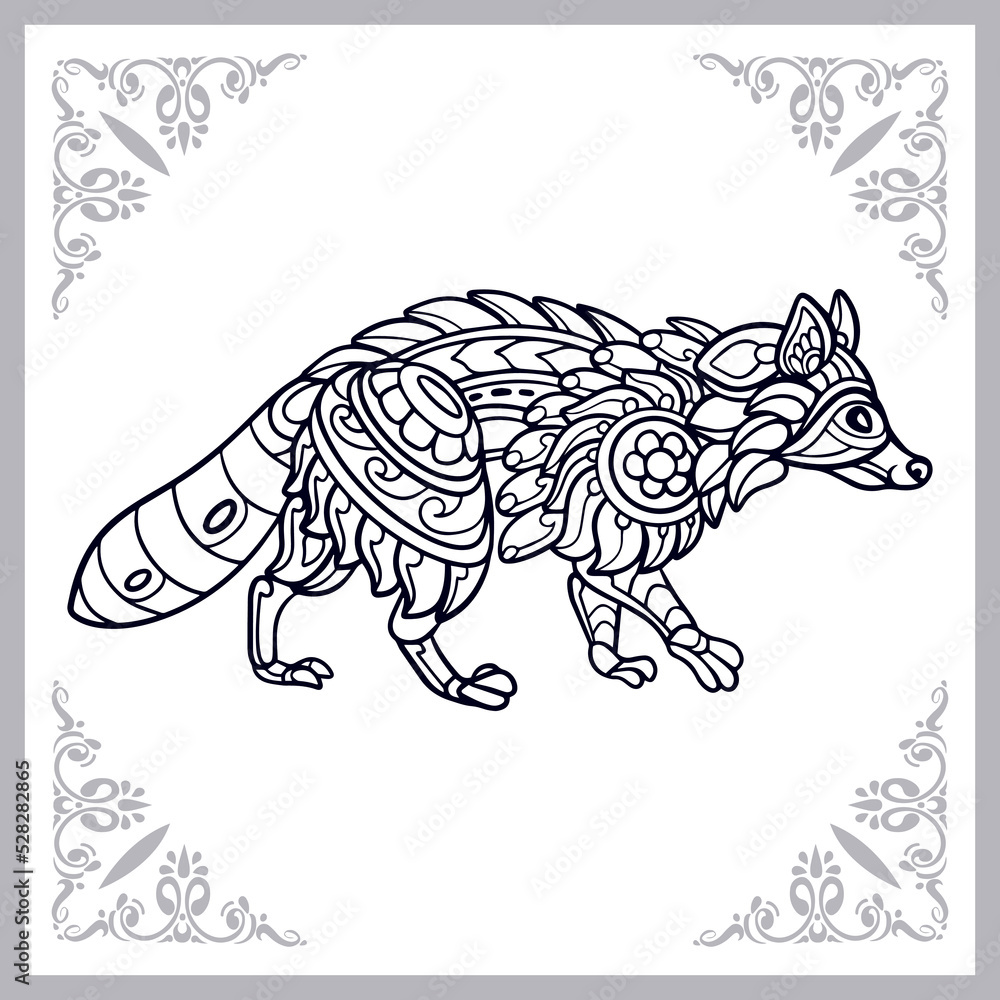 Obraz premium Raccoon zentangle arts isolated on white background
