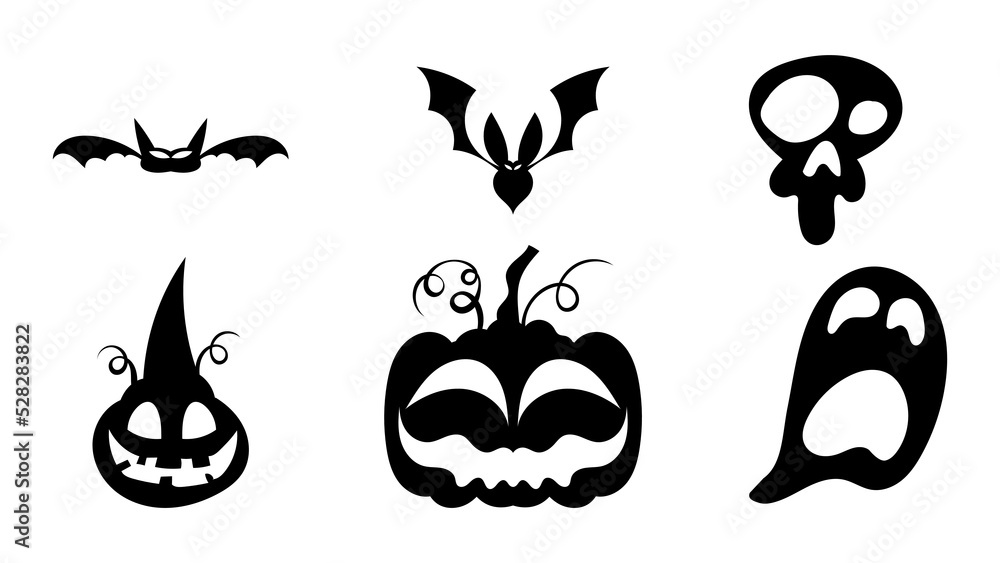Set of Halloween elements in Halloween day hand drawn Flat cartoon flat style. illustration Vector EPS 10 Set of Halloween elements in Halloween day hand drawn Flat cartoon flat style. illustration Vector EPS 10