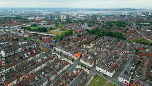 The residential area of Liverpool Anfield from above - drone photography photo
