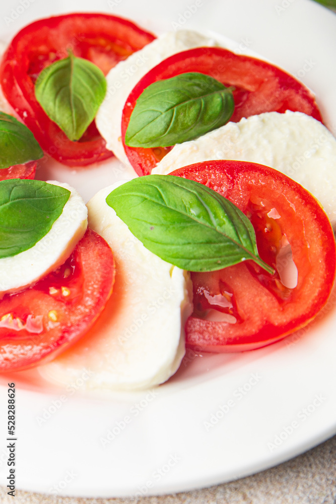 caprese salad mozzarella and basil tomato fresh meal food snack on the table copy space food background