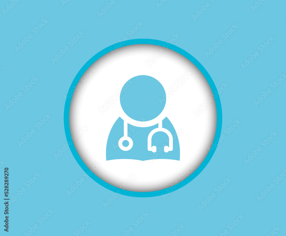 Medical worker, stethoscope on the neck, medical icon. Medical worker, stethoscope on the neck, medical icon.