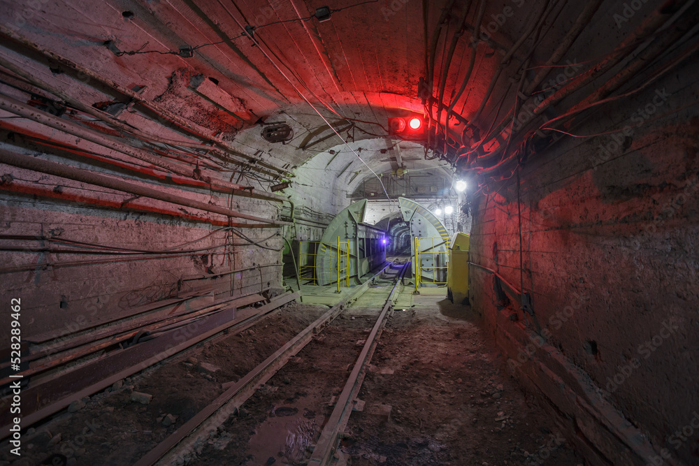 Naklejka premium Underground railway for transporting ore.