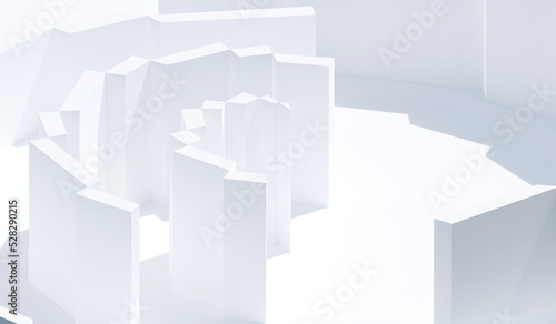 White Abstract geometric shapes background ideal for poster, cover, branding wallpaper, banner, website, presentation. Modern geometry in minimal concept. Classic and clean. 3d rendering.