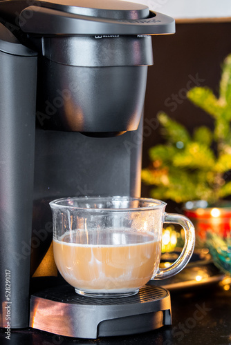 Print op canvas cup of coffee and maker christmas decoration