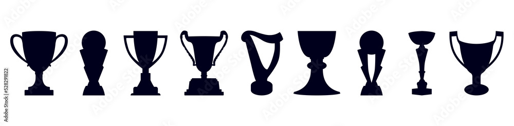 Set of Trophy cup icon collection vector - obrazy, fototapety, plakaty 