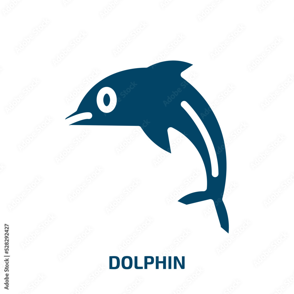 Fototapeta premium dolphin vector icon. dolphin, diving, ocean filled icons from flat nature concept. Isolated black glyph icon, vector illustration symbol element for web design and mobile apps