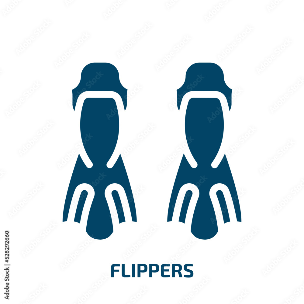 flippers vector icon. flippers, water, beach filled icons from flat diving concept. Isolated black glyph icon, vector illustration symbol element for web design and mobile apps flippers vector icon. flippers, water, beach filled icons from flat diving concept. Isolated black glyph icon, vector illustration symbol element for web design and mobile apps
