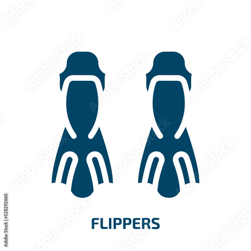 flippers vector icon. flippers, water, beach filled icons from flat diving concept. Isolated black glyph icon, vector illustration symbol element for web design and mobile apps