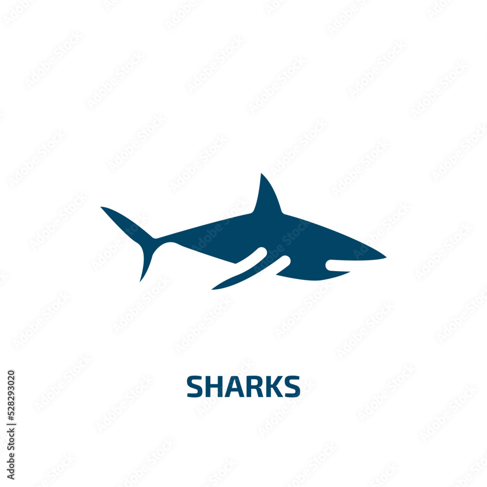 sharks vector icon. sharks, shark, ocean filled icons from flat animals concept. Isolated black glyph icon, vector illustration symbol element for web design and mobile apps