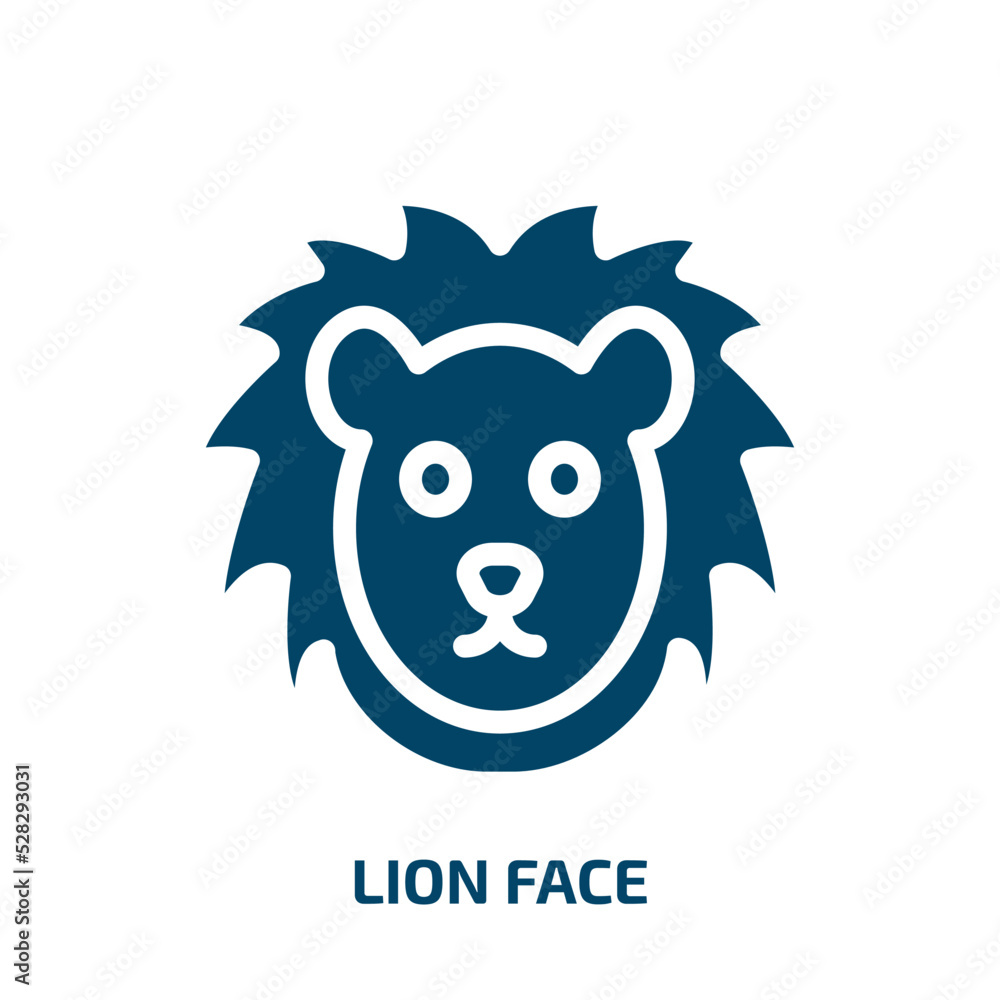 lion face vector icon. lion face, lion, animal filled icons from flat funny animals concept. Isolated black glyph icon, vector illustration symbol element for web design and mobile apps