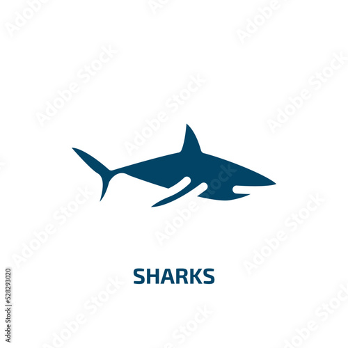 sharks vector icon. sharks, shark, ocean filled icons from flat animals concept. Isolated black glyph icon, vector illustration symbol element for web design and mobile apps