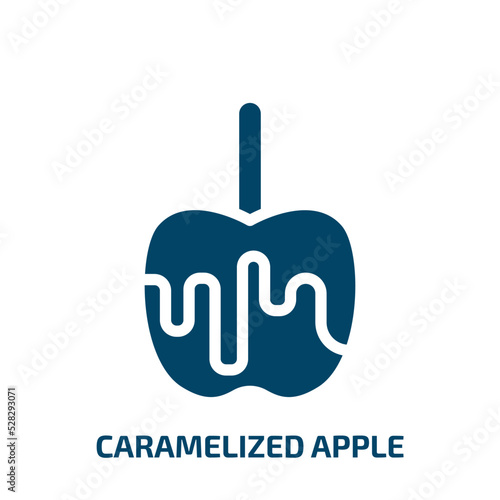 caramelized apple vector icon. caramelized apple, candy, caramel filled icons from flat halloween concept. Isolated black glyph icon, vector illustration symbol element for web design and mobile apps