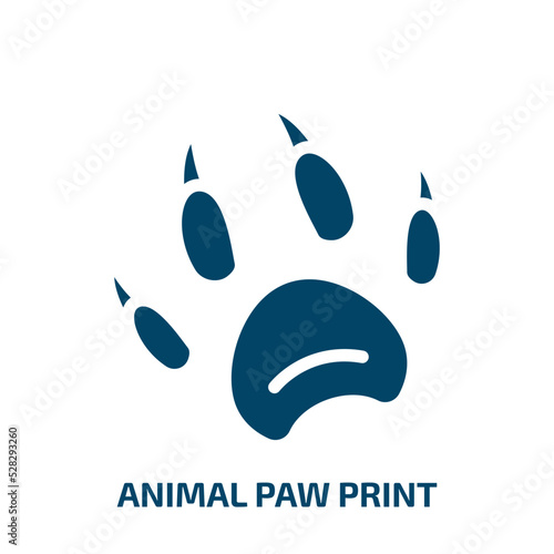 animal paw print vector icon. animal paw print, cat, foot filled icons from flat woof woof concept. Isolated black glyph icon, vector illustration symbol element for web design and mobile apps