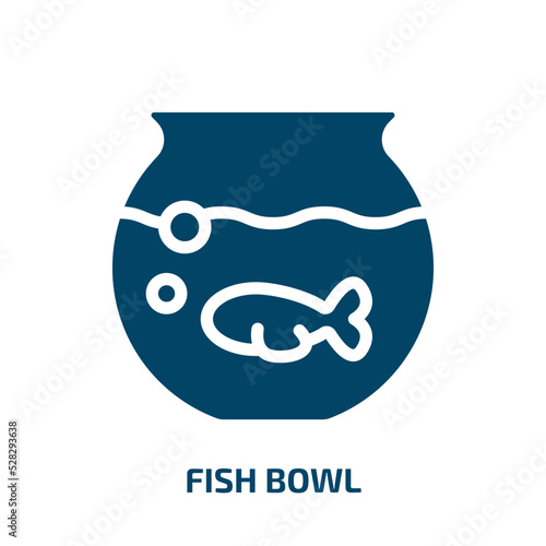 fish bowl vector icon. fish bowl, bowl, fish filled icons from flat pet shop lineal concept. Isolated black glyph icon, vector illustration symbol element for web design and mobile apps