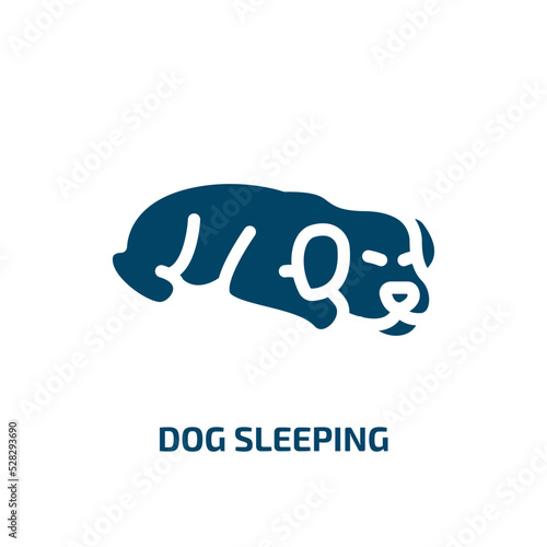 dog sleeping vector icon. dog sleeping, pet, puppy filled icons from flat dog and training concept. Isolated black glyph icon, vector illustration symbol element for web design and mobile apps