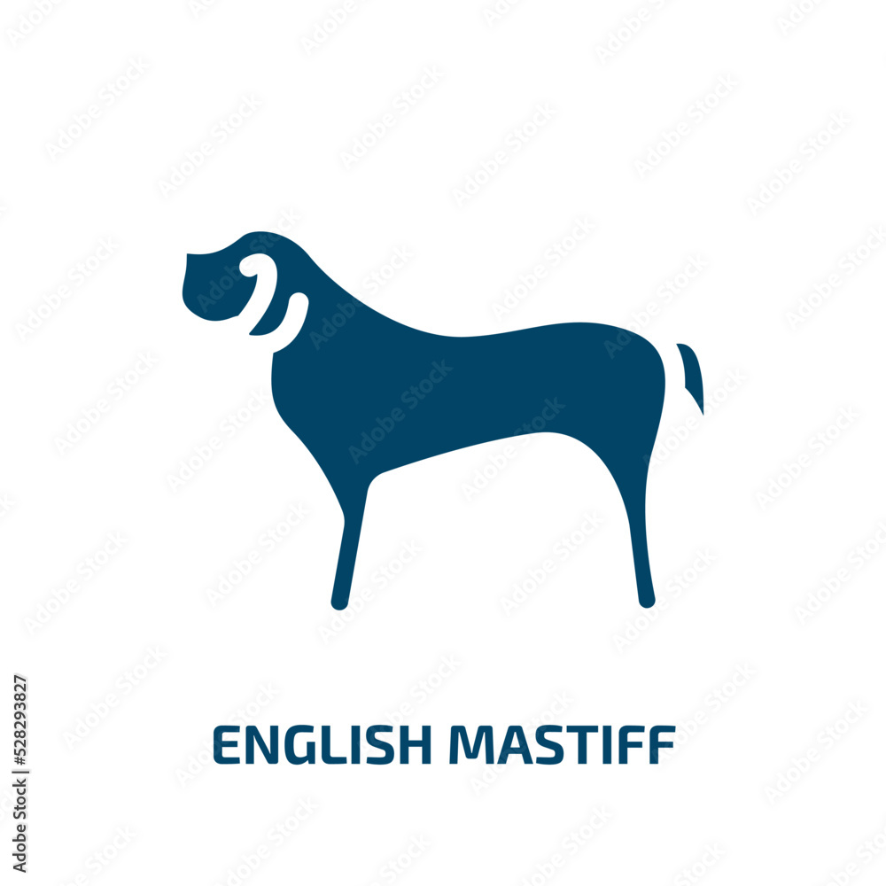 english mastiff vector icon. english mastiff, english, pet filled icons from flat dog breeds fullbody concept. Isolated black glyph icon, vector illustration symbol element for web design and mobile