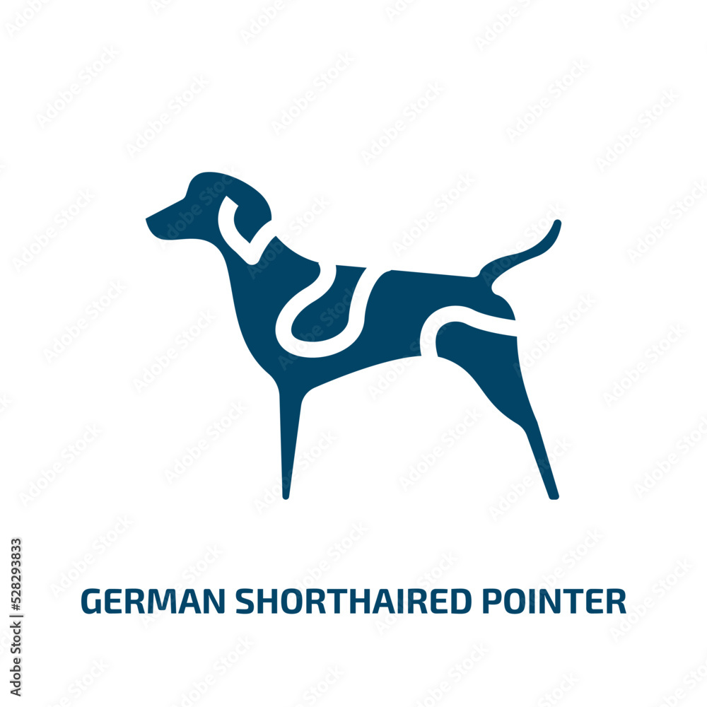 german shorthaired pointer vector icon. german shorthaired pointer, german, pointer filled icons from flat dog breeds heads concept. Isolated black glyph icon, vector illustration symbol element for german shorthaired pointer vector icon. german shorthaired pointer, german, pointer filled icons from flat dog breeds heads concept. Isolated black glyph icon, vector illustration symbol element for