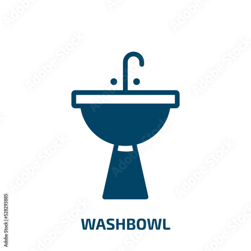 washbowl vector icon. washbowl, water, hygiene filled icons from flat spa elements concept. Isolated black glyph icon, vector illustration symbol element for web design and mobile apps