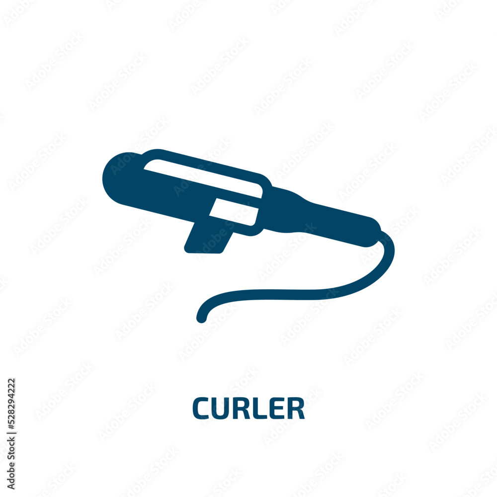 curler vector icon. curler, beauty, hair filled icons from flat hairdressing and barber shop concept. Isolated black glyph icon, vector illustration symbol element for web design and mobile apps curler vector icon. curler, beauty, hair filled icons from flat hairdressing and barber shop concept. Isolated black glyph icon, vector illustration symbol element for web design and mobile apps