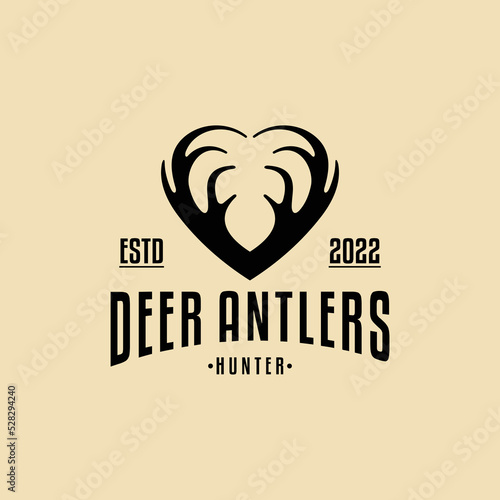 dear antlers logo - dear love vector logo icon