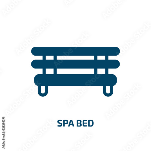 spa bed vector icon. spa bed, bed, hotel filled icons from flat spa and yoga concept. Isolated black glyph icon, vector illustration symbol element for web design and mobile apps