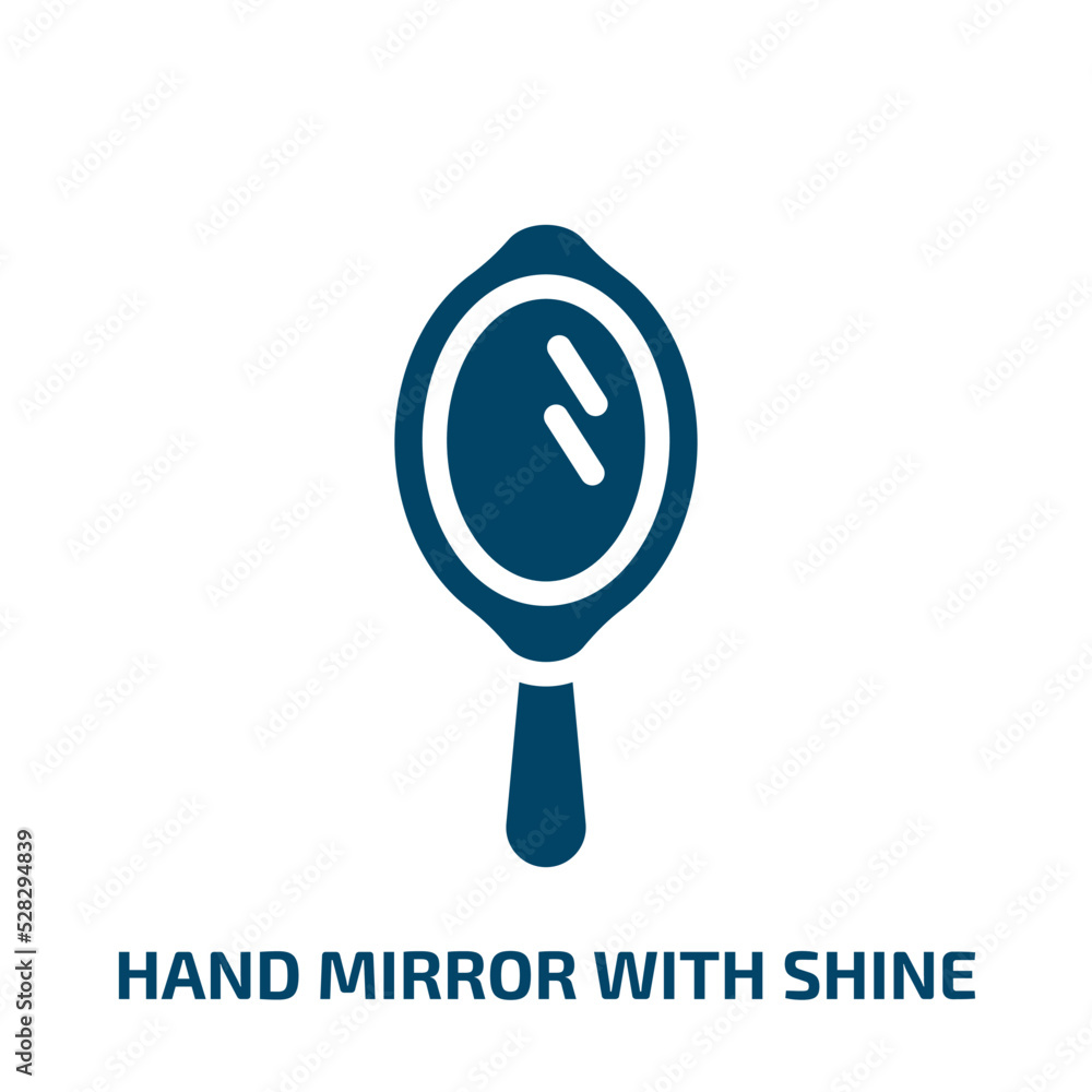 hand mirror with shine vector icon. hand mirror with shine, glass, reflection filled icons from flat beauty concept. Isolated black glyph icon, vector illustration symbol element for web design and hand mirror with shine vector icon. hand mirror with shine, glass, reflection filled icons from flat beauty concept. Isolated black glyph icon, vector illustration symbol element for web design and