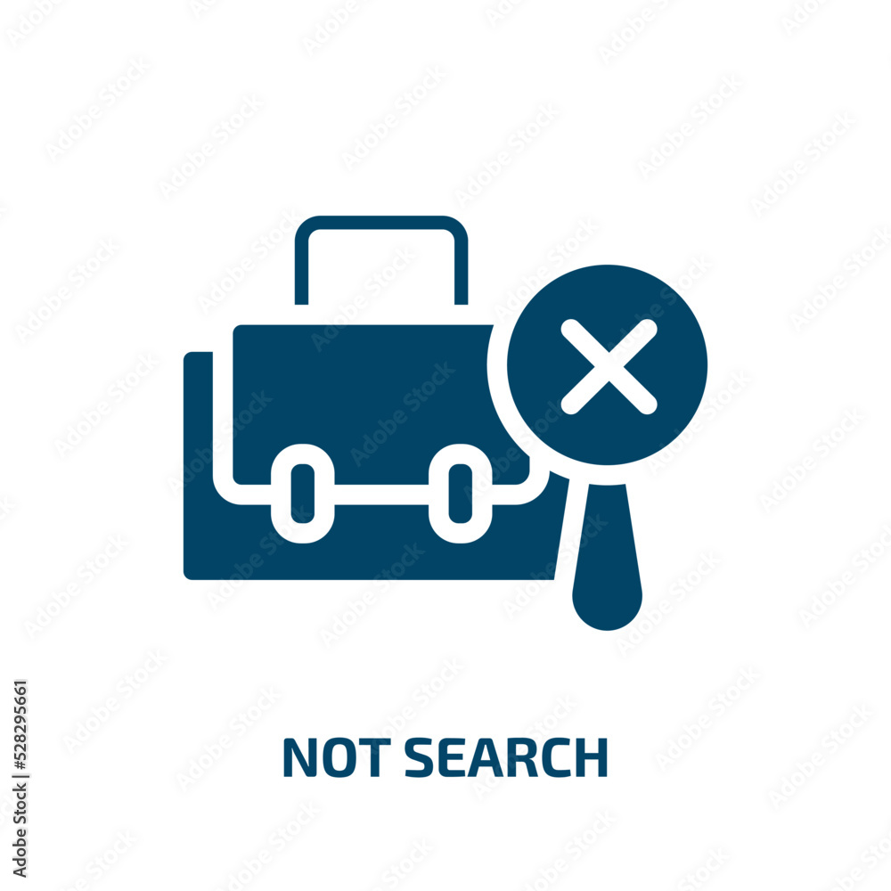 not search vector icon. not search, search, network filled icons from flat jobless concept. Isolated black glyph icon, vector illustration symbol element for web design and mobile apps