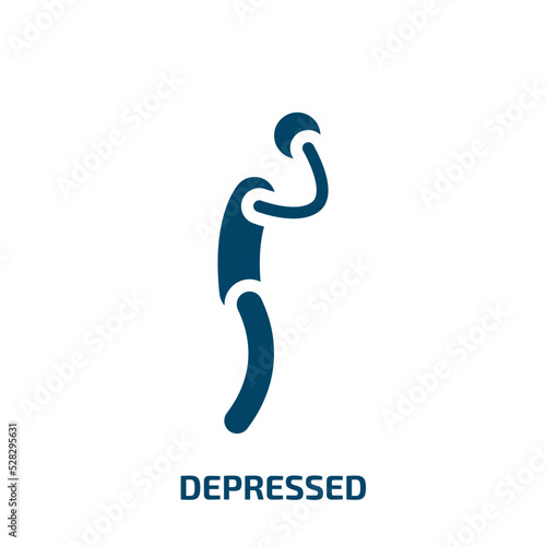 depressed vector icon. depressed, person, depression filled icons from flat jobless concept. Isolated black glyph icon, vector illustration symbol element for web design and mobile apps