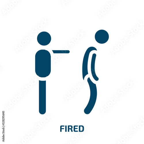 fired vector icon. fired, fire, burn filled icons from flat jobless concept. Isolated black glyph icon, vector illustration symbol element for web design and mobile apps