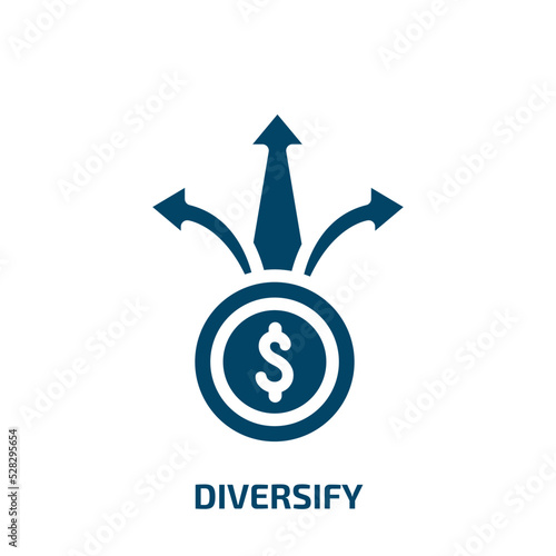 diversify vector icon. diversify, diversified, security filled icons from flat investing concept. Isolated black glyph icon, vector illustration symbol element for web design and mobile apps