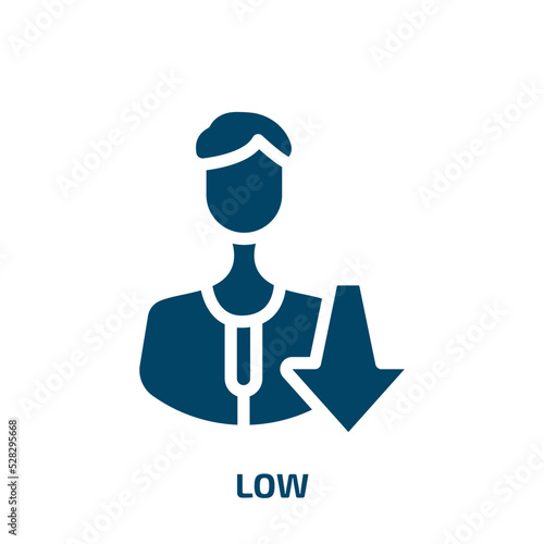 low vector icon. low, simple, level filled icons from flat jobless concept. Isolated black glyph icon, vector illustration symbol element for web design and mobile apps
