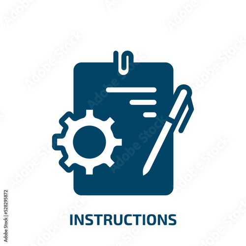 instructions vector icon. instructions, education, instruction filled icons from flat business management concept. Isolated black glyph icon, vector illustration symbol element for web design and