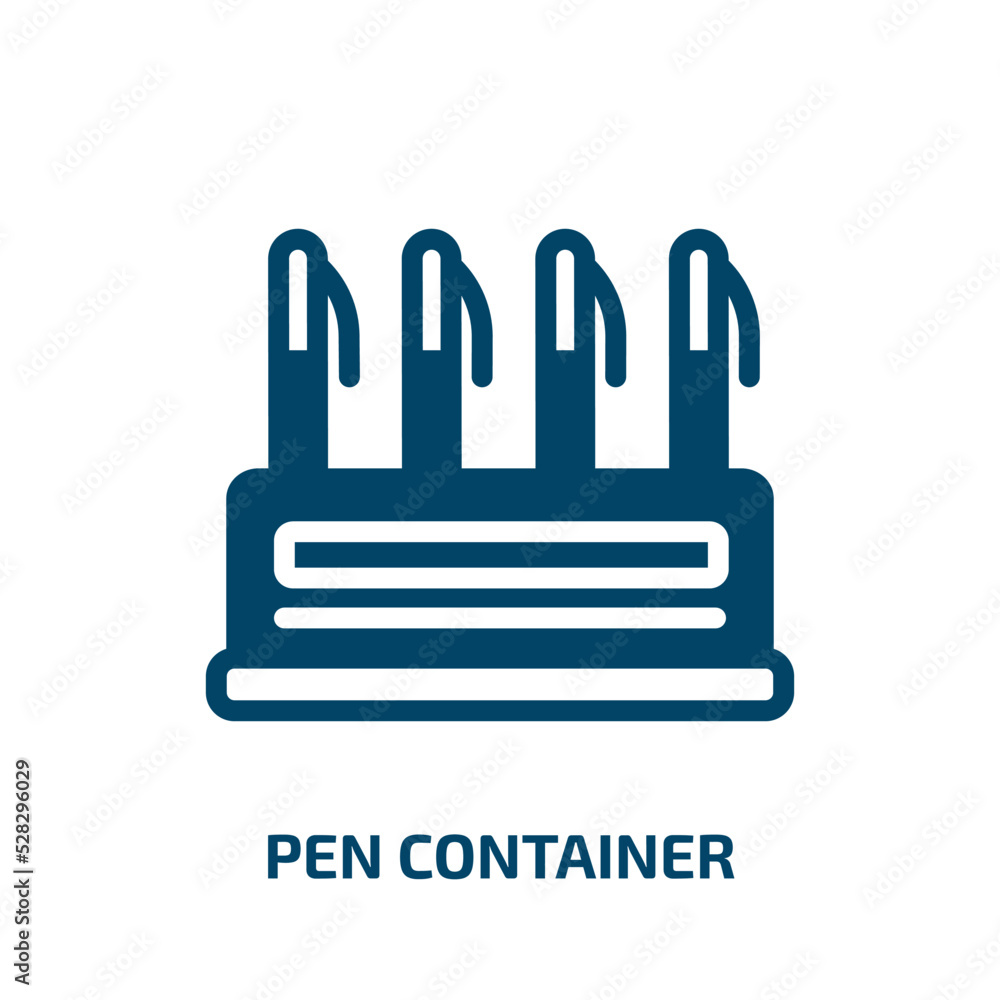Obraz premium pen container vector icon. pen container, studio, movie filled icons from flat office concept. Isolated black glyph icon, vector illustration symbol element for web design and mobile apps