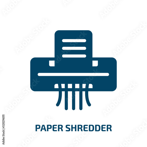 paper shredder vector icon. paper shredder, shredder, document filled icons from flat office concept. Isolated black glyph icon, vector illustration symbol element for web design and mobile apps
