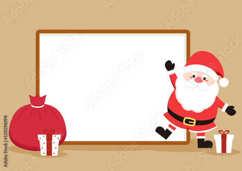 Santa Claus cartoon vector. Christmas icons set. Santa sign: Santa Claus, holding a blank sign. Vector illustration.