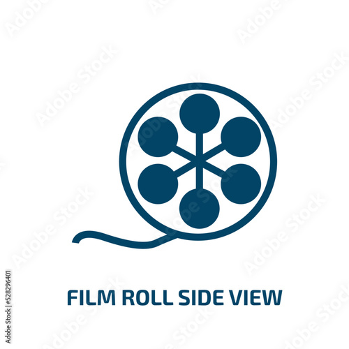 film roll side view vector icon. film roll side view, movie, roll filled icons from flat cinema concept. Isolated black glyph icon, vector illustration symbol element for web design and mobile apps