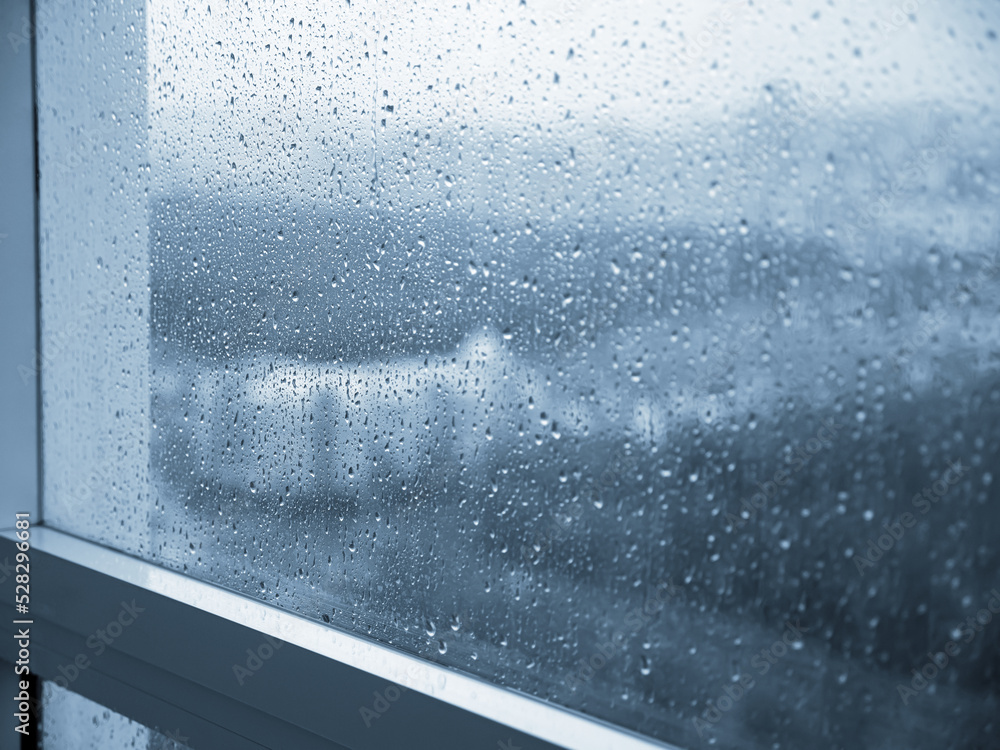 Rain drops on window. Rainy weather