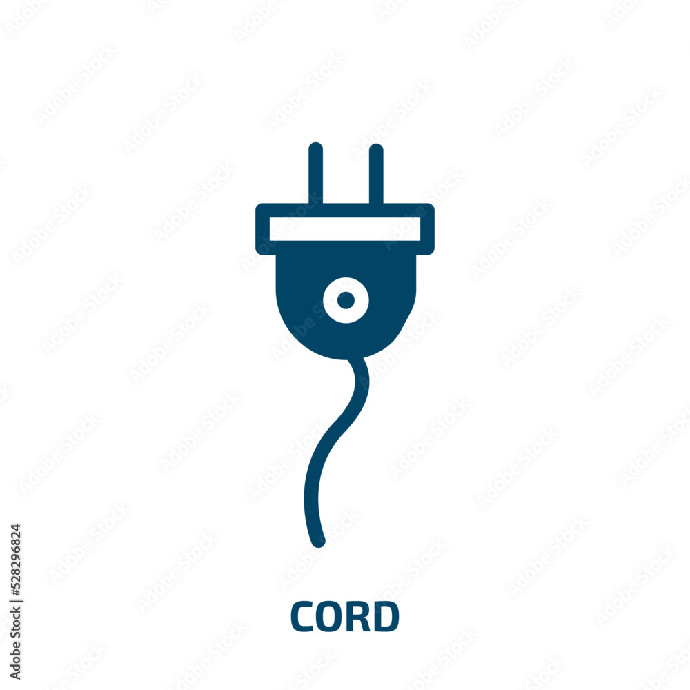 cord vector icon. cord, energy, electric filled icons from flat communication concept. Isolated black glyph icon, vector illustration symbol element for web design and mobile apps cord vector icon. cord, energy, electric filled icons from flat communication concept. Isolated black glyph icon, vector illustration symbol element for web design and mobile apps