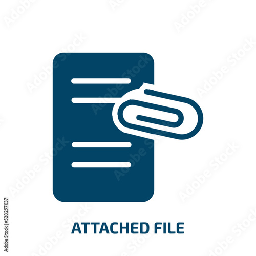 attached file vector icon. attached file, file, download filled icons from flat email concept. Isolated black glyph icon, vector illustration symbol element for web design and mobile apps