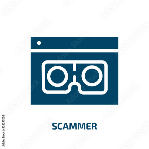 scammer vector icon. scammer, crime, technology filled icons from flat notification concept. Isolated black glyph icon, vector illustration symbol element for web design and mobile apps