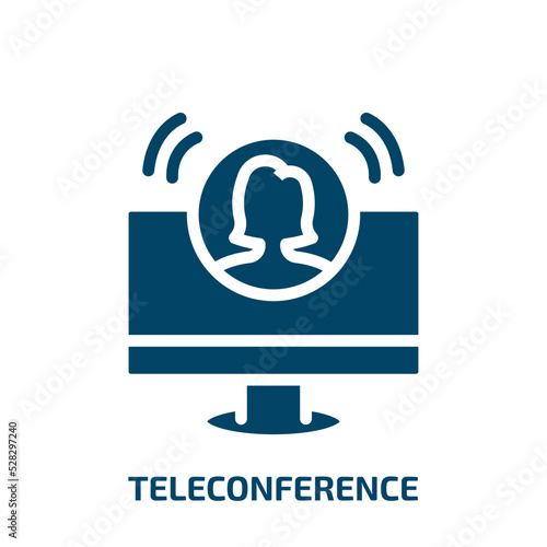 teleconference vector icon. teleconference, communication, meeting filled icons from flat social network concept. Isolated black glyph icon, vector illustration symbol element for web design and