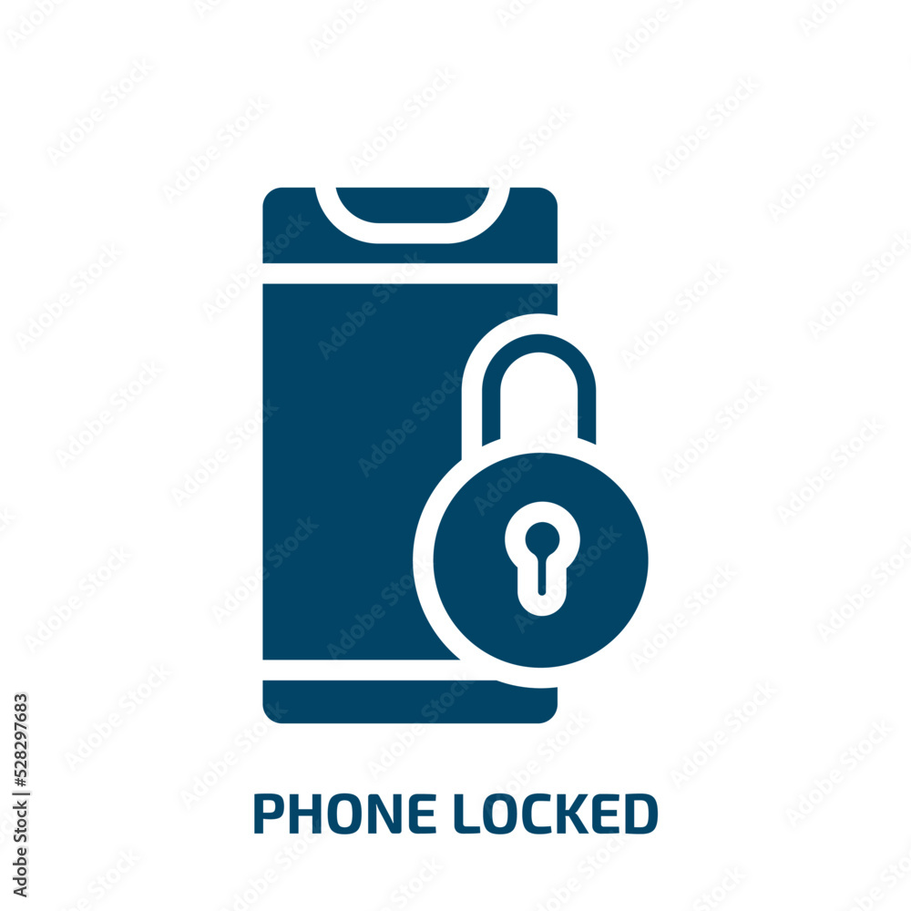 phone locked vector icon. phone locked, lock, phone filled icons from flat smartphones concept. Isolated black glyph icon, vector illustration symbol element for web design and mobile apps